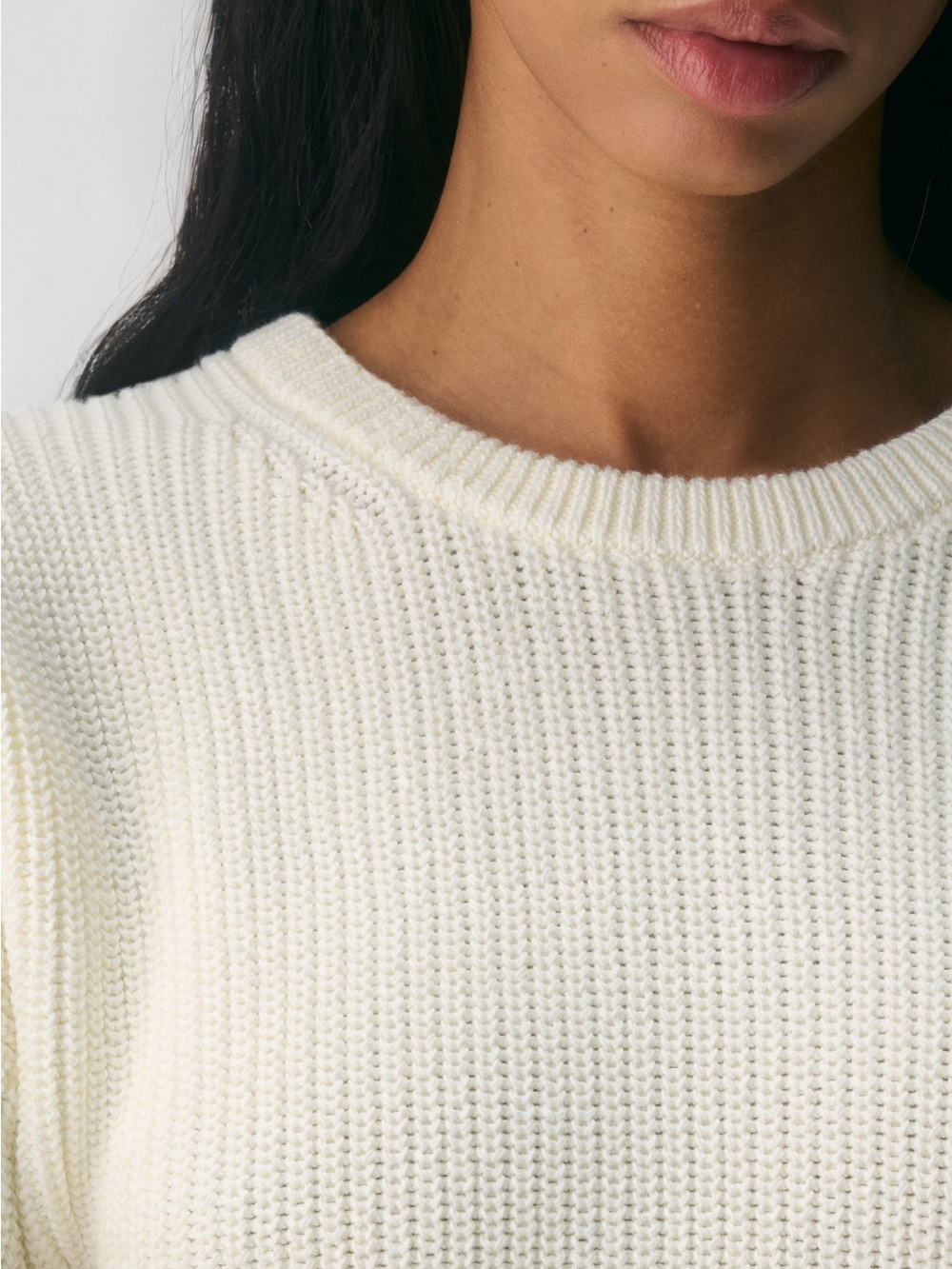 Classic Crewneck Women's Sweater in Ivory
